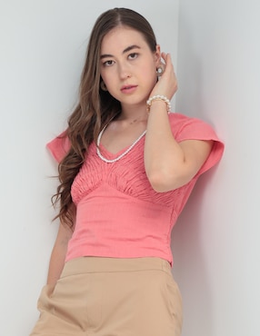 Blusa Petite Studio Manga Corta Para Mujer