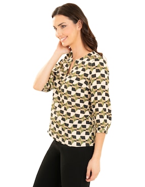 Blusa Atelier Petite Manga 3/4 Para Mujer