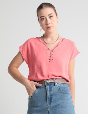 Blusa Petite Studio Manga Corta Para Mujer