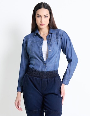 Blusa Camisera Frappe Manga Larga Para Mujer