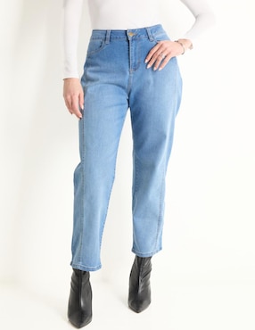 Jeans Straight Frappe Corte Cintura Para Mujer