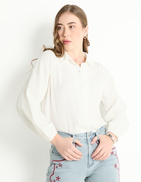 Camisa Petite Studio De Algodón Manga Larga Para Mujer