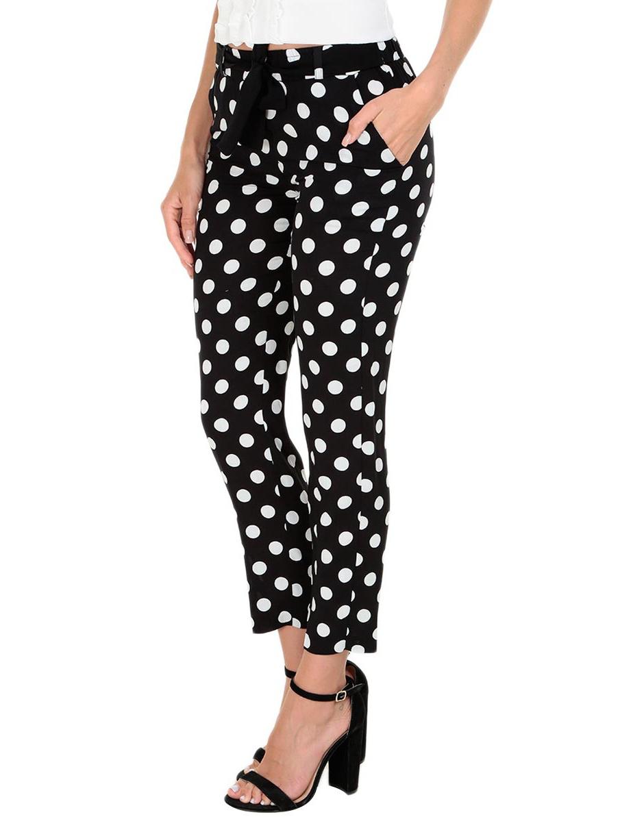 Pantalon negro con bolitas blancas Clearance