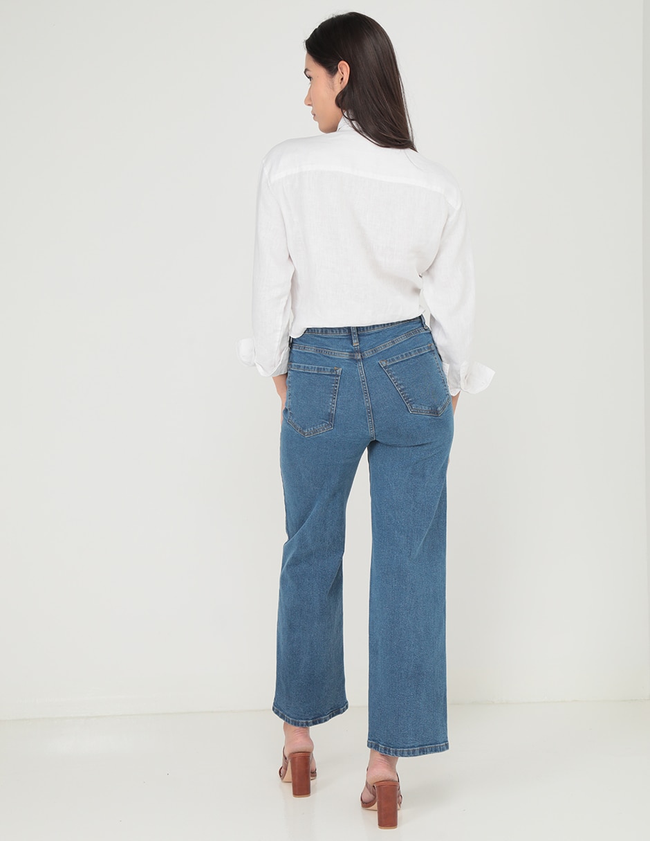 Jeans straight corte cintura para mujer 2