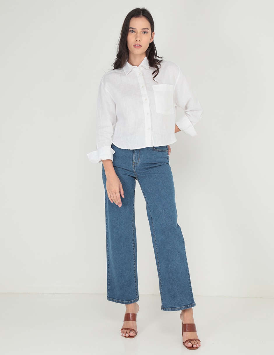 Jeans straight corte cintura para mujer 3
