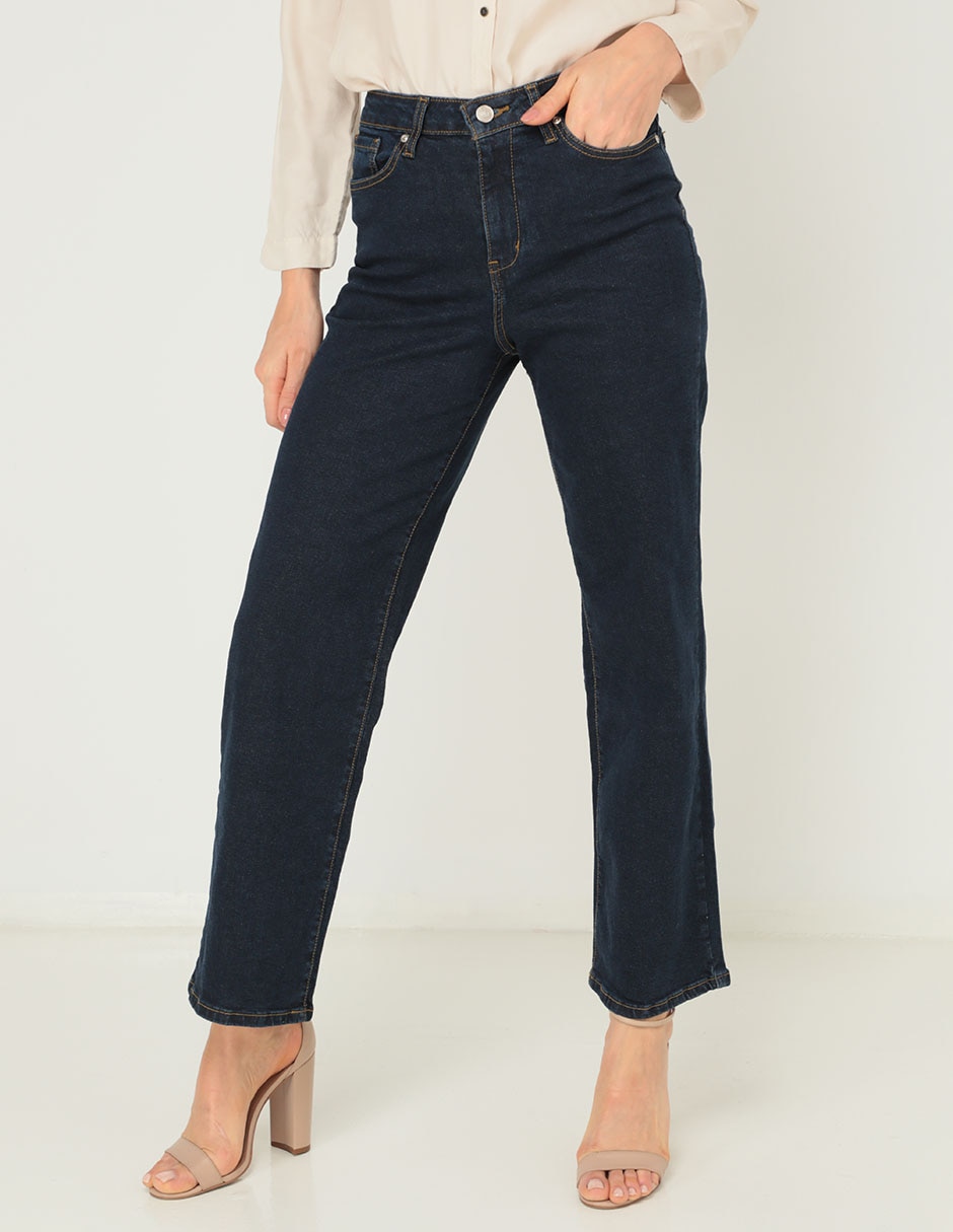 Jeans straight corte cintura para mujer 1