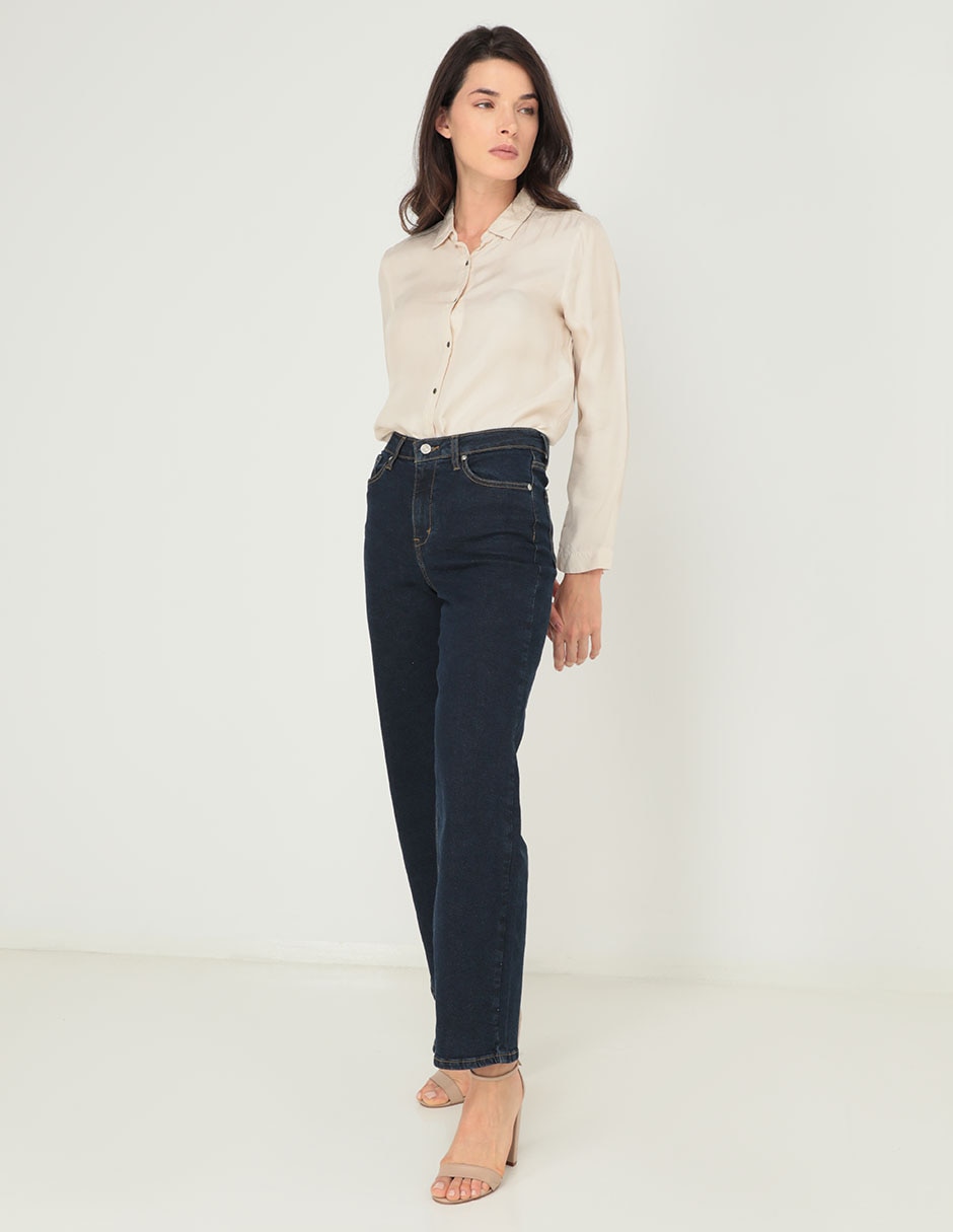 Jeans straight corte cintura para mujer 3