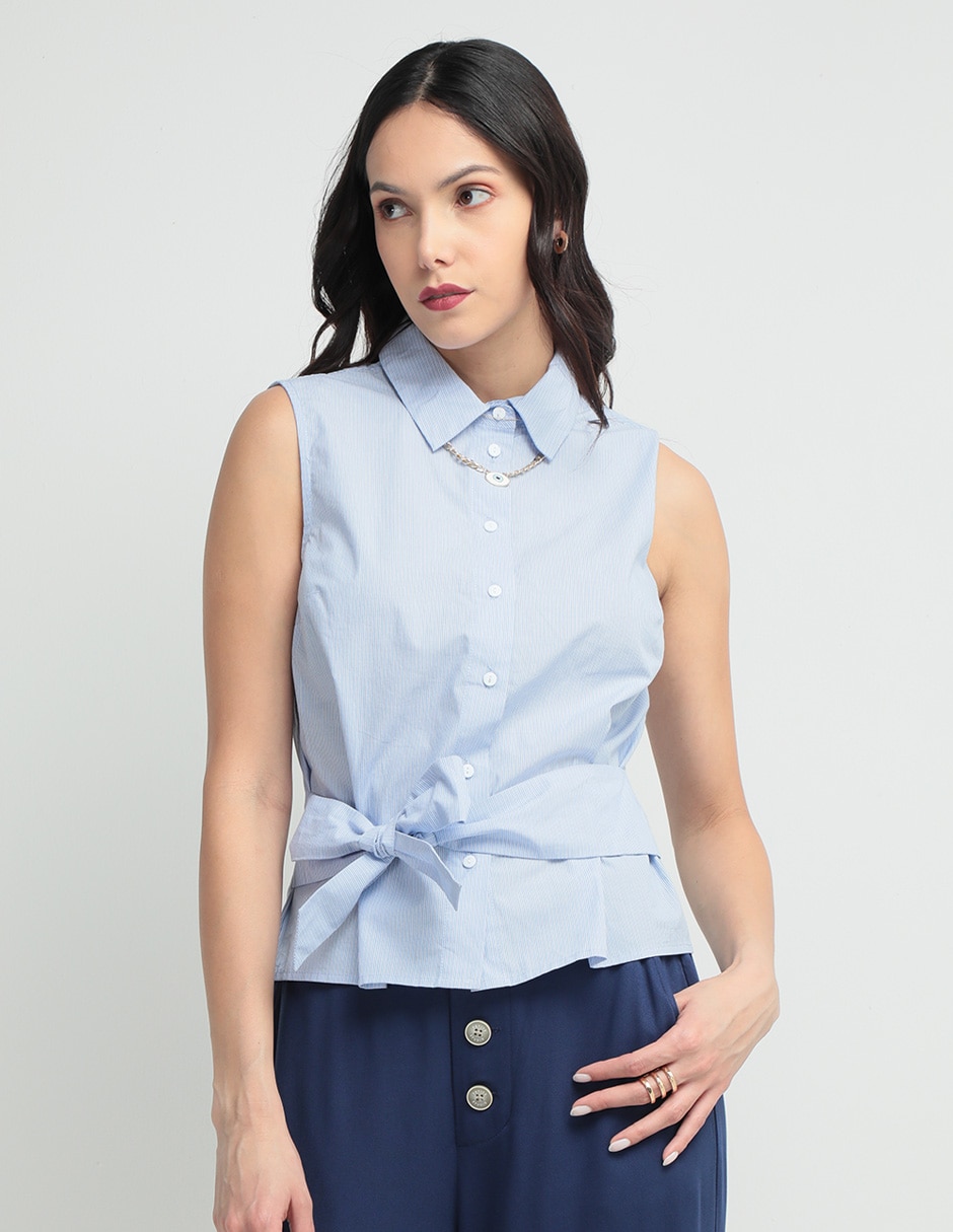 Camisa de algodón manga sin manga para mujer 1