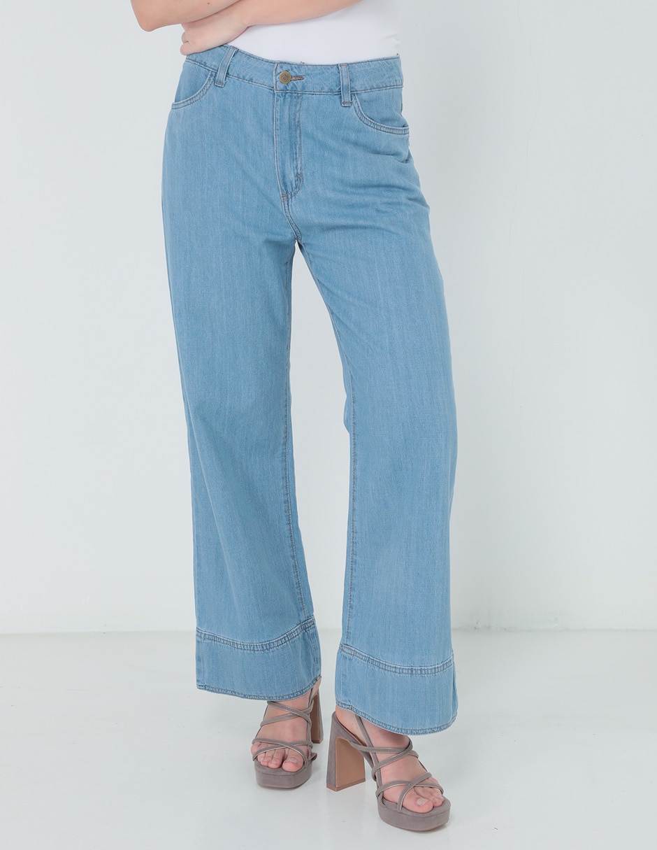 Jeans wide leg corte cintura para mujer 1